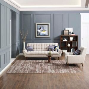 Darja Distressed Rustic Modern Area Rug | Light and Dark Tan | 5X8 & 8X10 Size Options | Textured Soft Low Pile Weave | Gripping Rubber Underside | Polypropylene / Chenille Yarn