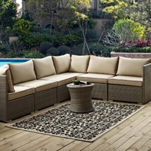 Ariana Vintage Floral Trellis Indoor and Outdoor Area Rug | 5x8 Size  | Red and Beige, Light and Dark Beige, Light Green and Beige, Blue and Beige & Black and Beige Color Options | Tight Low Pile Weave | Gripping Rubber Underside | 100% Soft Polypropylene | Pack Of 2