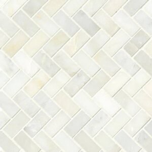 Greecian White Herringbone Pattern Mosaic Tile | Wall Tile & Backsplash Tile | Marble | Greenguard Gold, USGBC/LEED | 10 Pieces Per Box