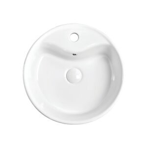 Tuscany 16-1/8"W x 16-1/8"D White Ceramic Round Bathroom Vessel Sink | Kati Series | Premium Quality Ceramic Construction | Elegant Modern Style Design