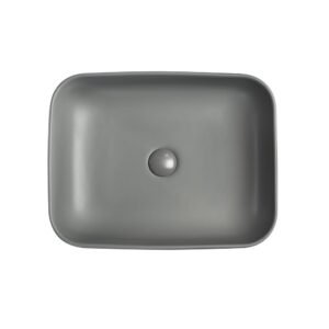 Tuscany 19-3/4"W x 15-3/8"D Matte Gray Ceramic Rectangular Bathroom Vessel Sink | Matte Gray Color | Bette Series | Premium Quality Ceramic Construction