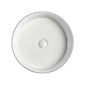 Tuscany 16"W x 16"D Ceramic Round Bathroom Vessel Sink | White Marble, Brushed Black, White/Black, Brushed Nickel, Brushed Matte Black, Matte Black, Matte Gray, Matte Gray/White & White Color Options | Porto Series | Premium Quality Ceramic Construction | Elegant Modern Style Design